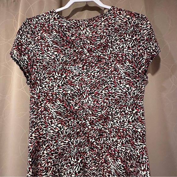 Rafael Womens V-Neck Short Sleeve Abstract Print Midi Dress Red Black White Sz L - Picture 5 of 5